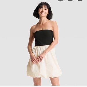 A New Day Strapless Black and Cream Dress A-Line Dress